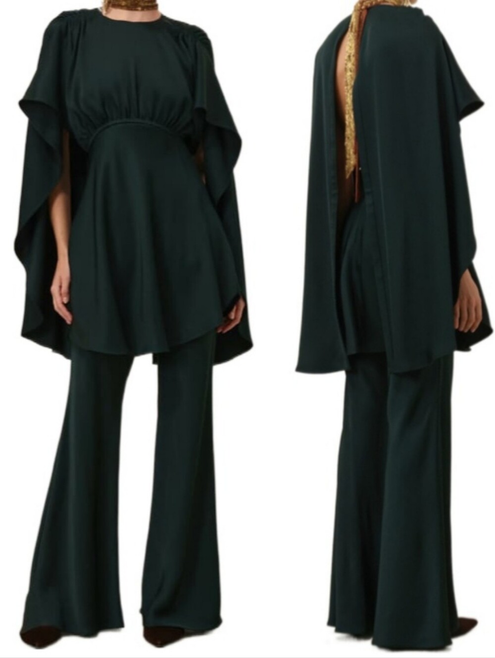 ZIMMERMAN Eden Slouch Flare Pants In Bottle Green NWT 3.